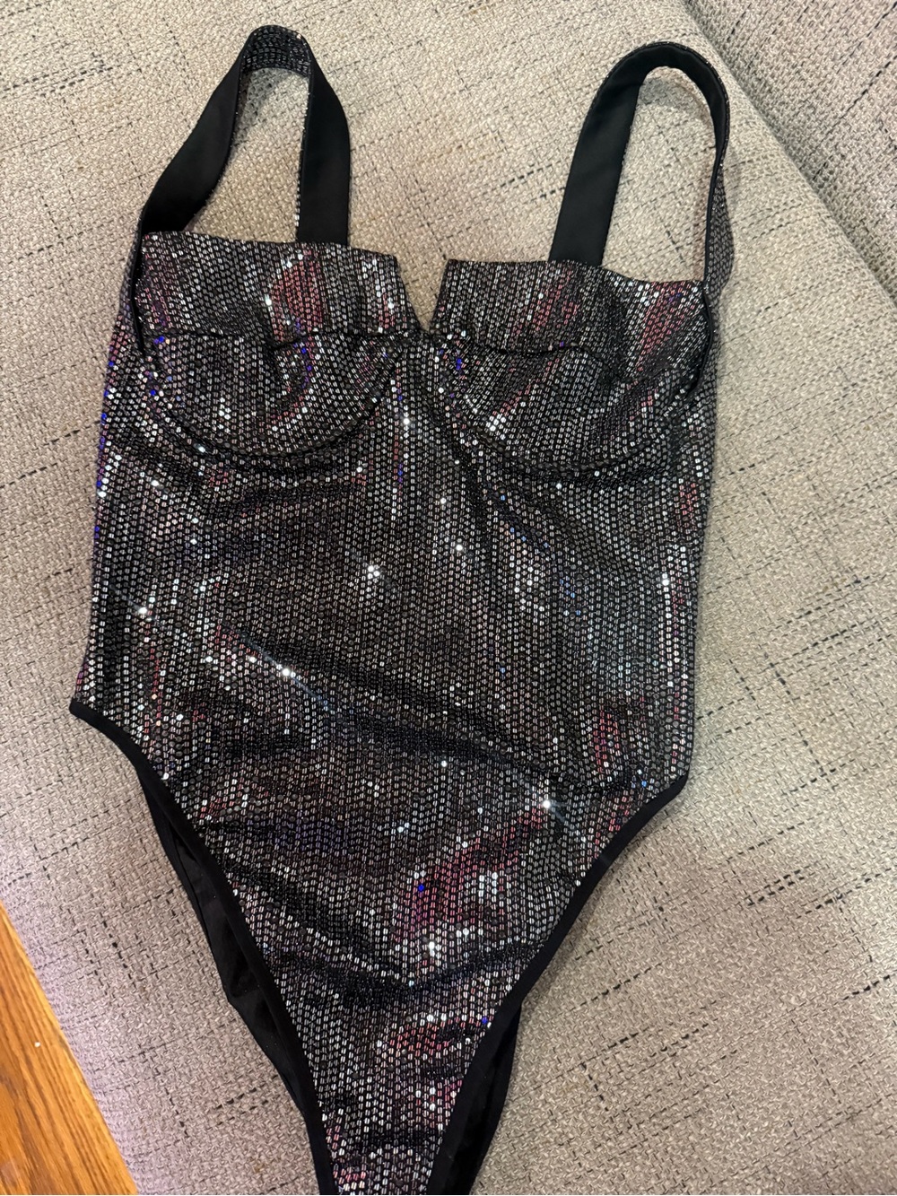Sparkling Black One-Piece Bodysuit! One of a kind